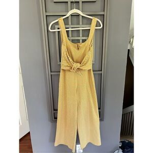 Saylor mustard striped jumpsuit wide leg size S